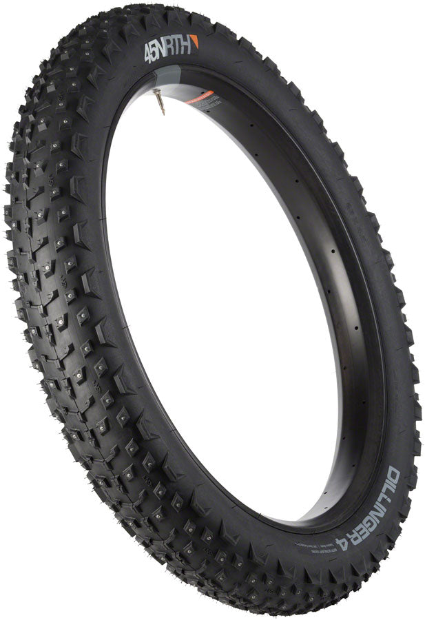 45NRTH Dillinger 4 Tire - 26 x 4 Tubeless Folding BLK 60tpi 240 Carbide Steel Studs