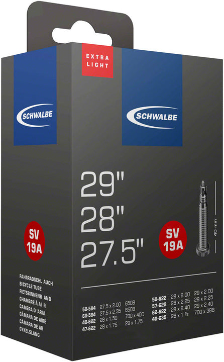 Cámara Schwalbe Extra Light - 27,5 x 2,1 - 2,4, válvula Presta de 40 mm