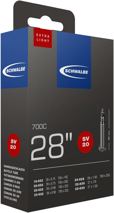Cámara Schwalbe Extra Light - 700 x 18 - 25 mm, válvula Presta de 40 mm