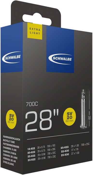 Cámara Schwalbe Extra Light - 700 x 18 - 25 mm, válvula Presta de 60 mm