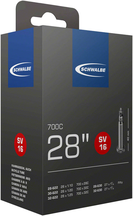 Cámara de aire estándar Schwalbe - 700 x 28 - 32 mm, válvula Presta de 40 mm