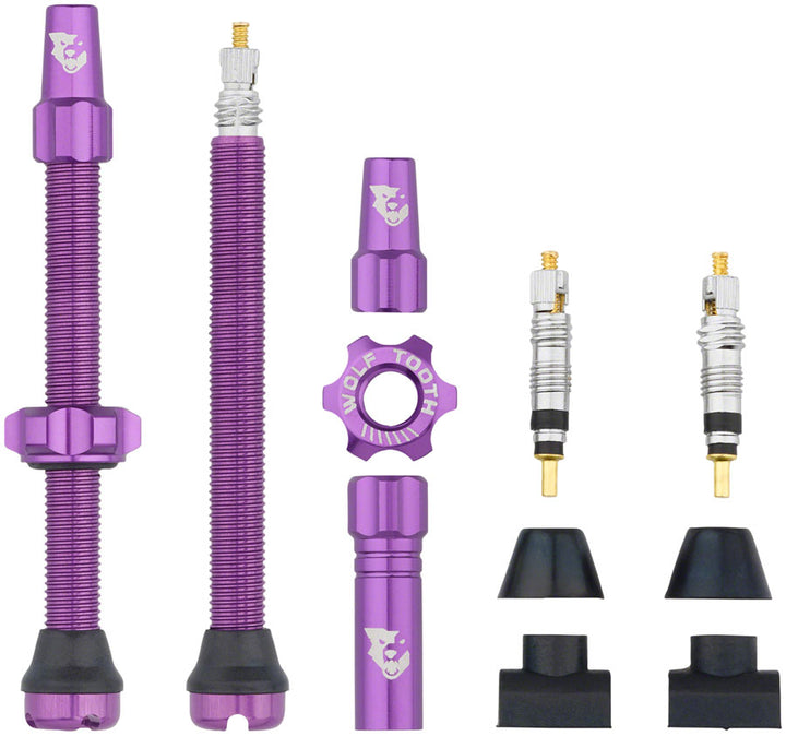 Kit de válvula sin cámara Wolf Tooth - 60 mm, color morado