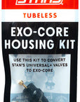 Kit de carcasa de vástago de válvula Stans Tubeless Exo-Core - Aleación negra, compatible con válvulas Universal+