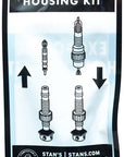 Kit de carcasa de vástago de válvula Stans Tubeless Exo-Core - Aleación negra, compatible con válvulas Universal+