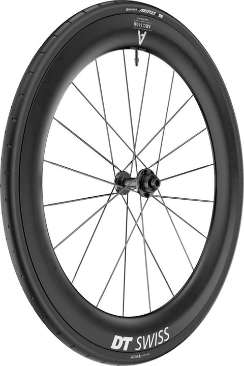 Rueda delantera DT Swiss ARC 1400 DiCut 65 - 700 12 x 100 mm Center-Lock BLK WTS con neumático Aero 111