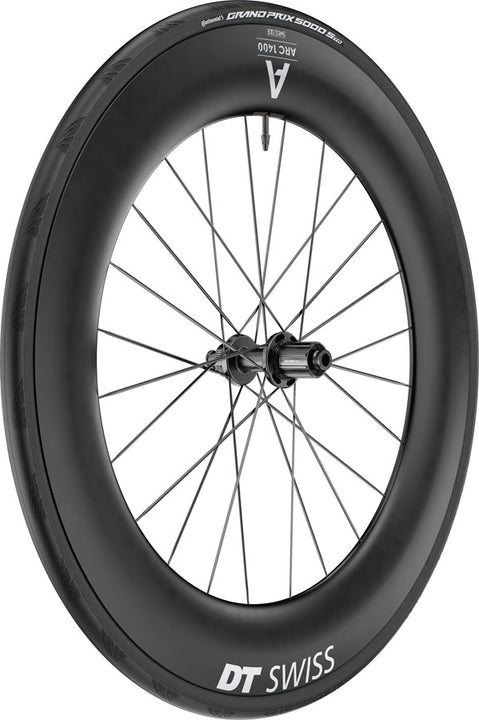 Rueda trasera DT Swiss ARC 1400 DiCut 85 - 700 12 x 142 mm Center-Lock HG11 Road/XDR Ratchet EXP 36 BLK WTS con neumático GP5000 STR