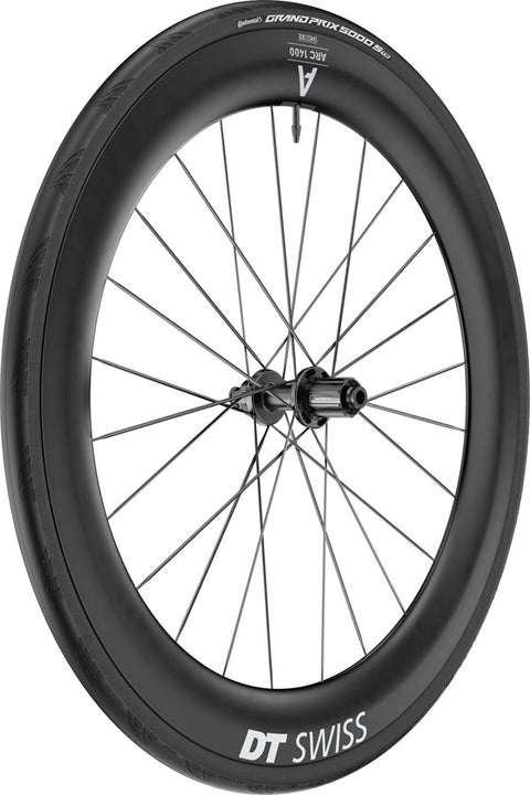 Rueda trasera DT Swiss ARC 1400 DiCut 65 - 700 12 x 142 mm Center-Lock HG11 Road/XDR Ratchet EXP 36 BLK WTS con neumático GP5000 STR