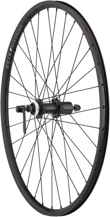 Quality Wheels Value Double Wall Series Rim+Disc Rear Wheel - 26" QR x135mm Center-Lock/Rim Brake HG10 BLK Clincher 32H