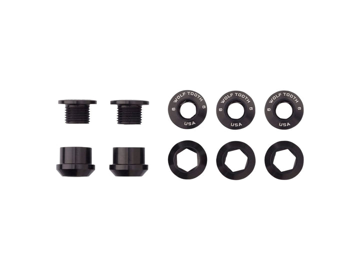 Juego de 1 perno para plato Wolf Tooth - Juego de 5 tornillos hexagonales dobles de 6 mm (negro)