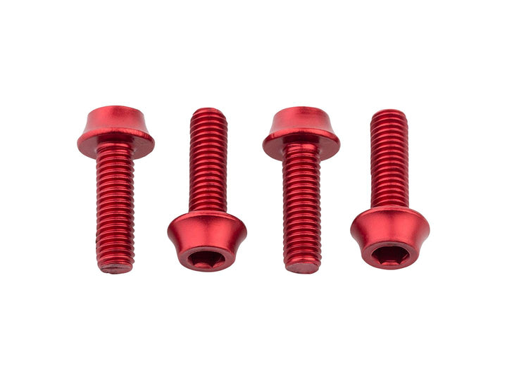 Wolf Tooth Water Bottle Cage Bolts - Set/4 Aluminum Red