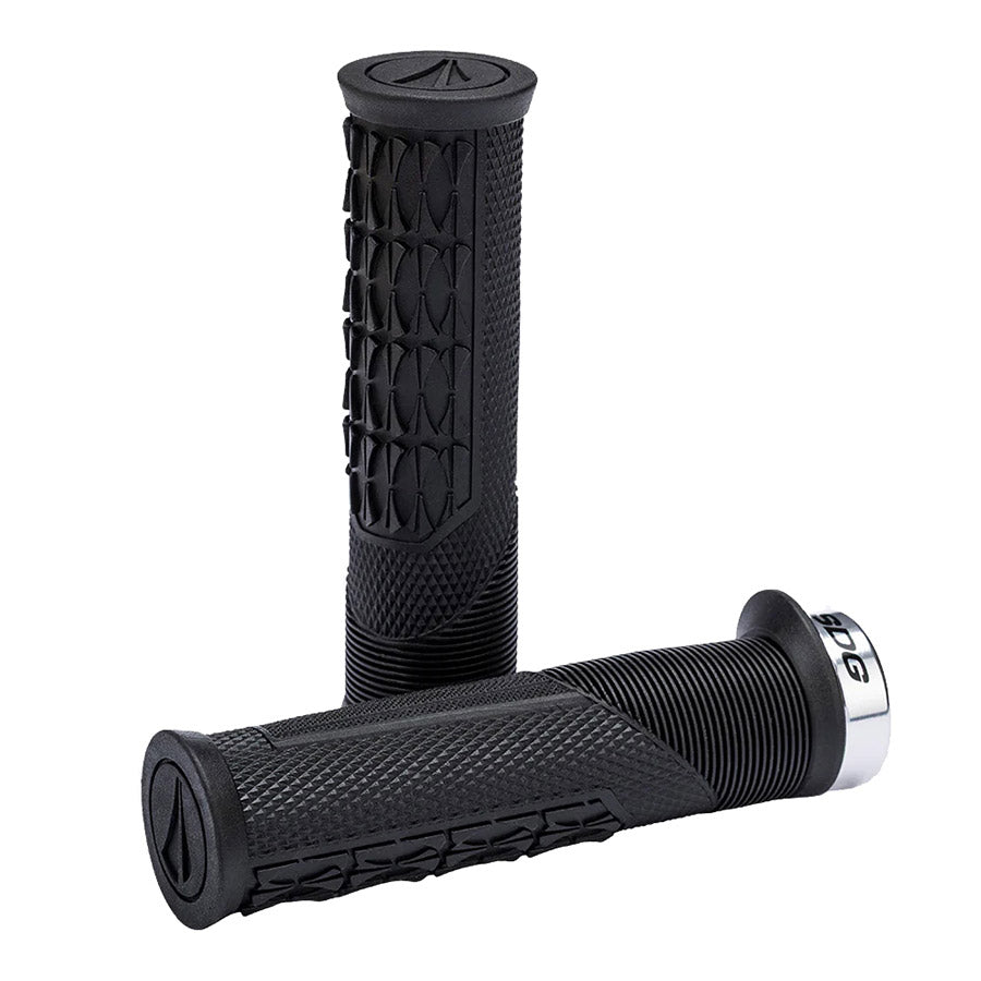 SDG Thrice OC Lock-On MTB Grips - Black-Silver